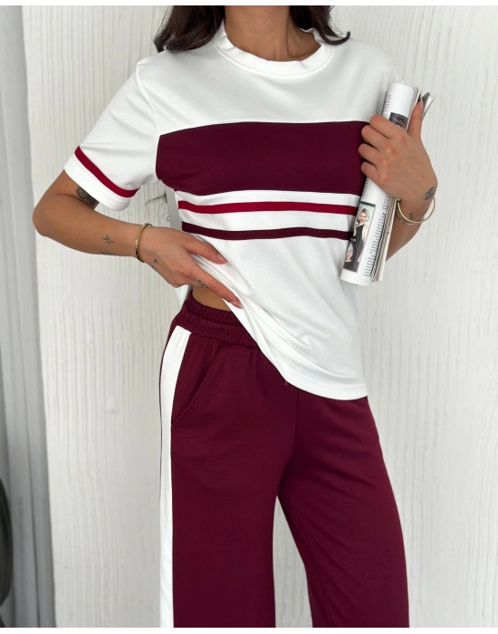 Bordo Parçalı Modal Kadın Alt Üst Takım