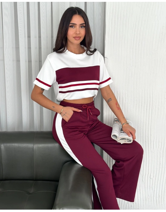 Bordo Parçalı Modal Kadın Alt Üst Takım