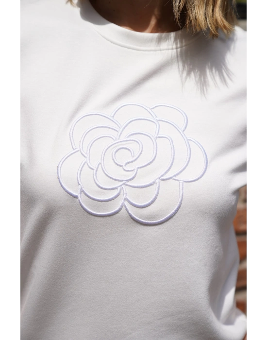 Çiçek Nakışlı İkili Takım – Gri