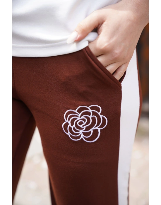 Çiçek Nakışlı İkili Takım – Siyah