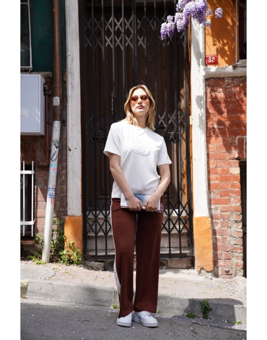 Çiçek Nakışlı İkili Takım – Siyah