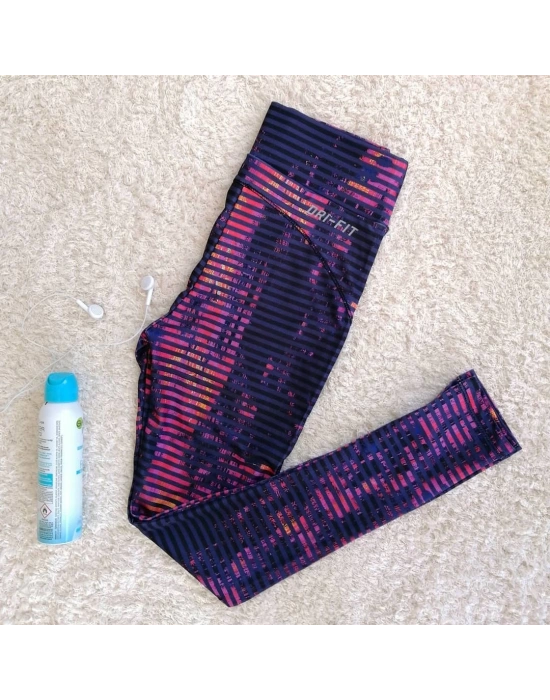 Çizgili Desen Dijital Baskılı Sporcu Tayt