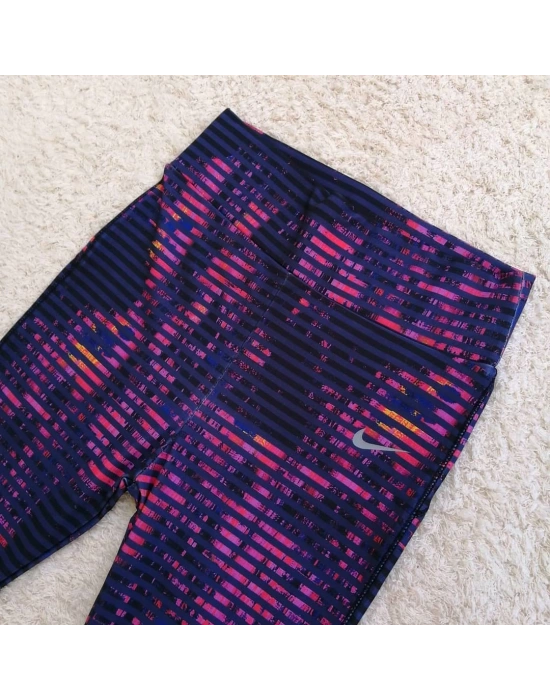 Çizgili Desen Dijital Baskılı Sporcu Tayt