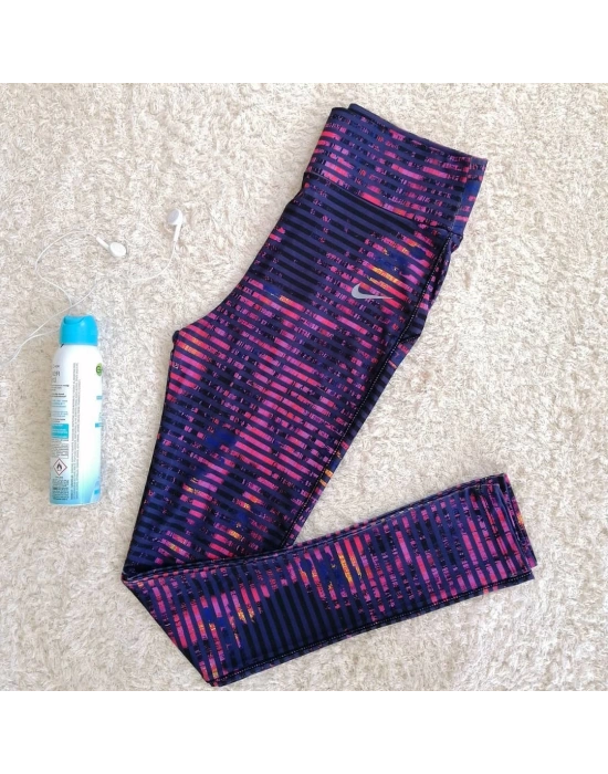 Çizgili Desen Dijital Baskılı Sporcu Tayt