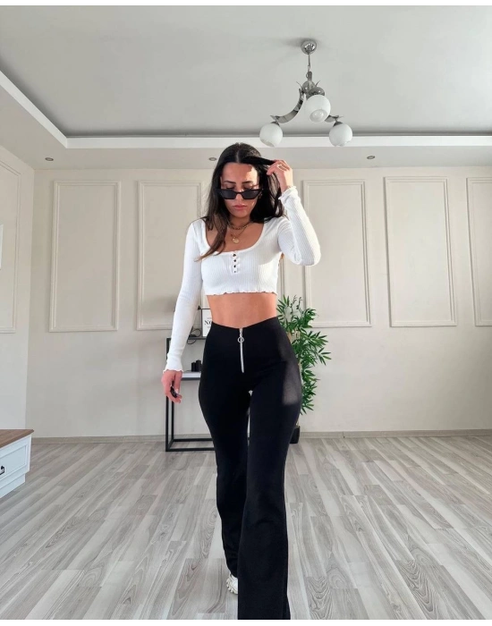 Fermuarlı Çelik İspanyol Paça Pantolon