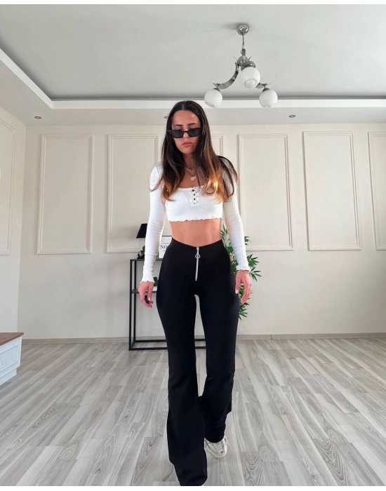 Fermuarlı Çelik İspanyol Paça Pantolon