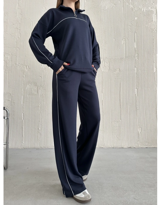 Füme Modal Ara Biyeli Yarım Fermuarlı Takım