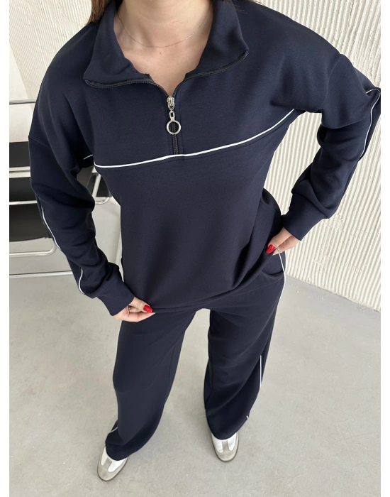 Füme Modal Ara Biyeli Yarım Fermuarlı Takım