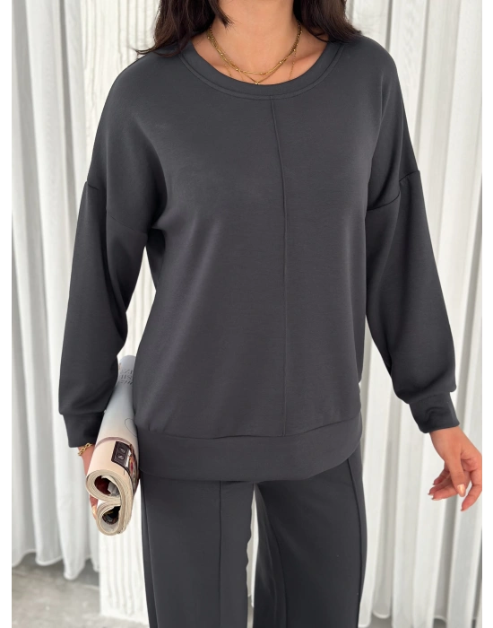 Füme Modal Çıma Detaylı Alt Üst Bayan Takım