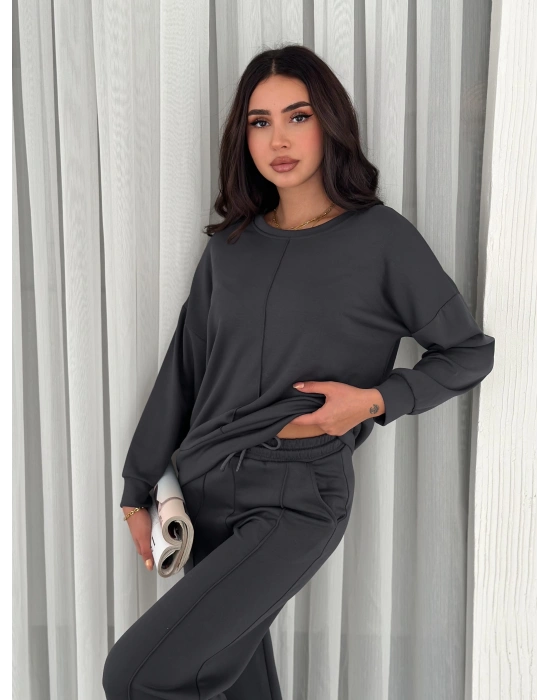 Füme Modal Çıma Detaylı Alt Üst Bayan Takım