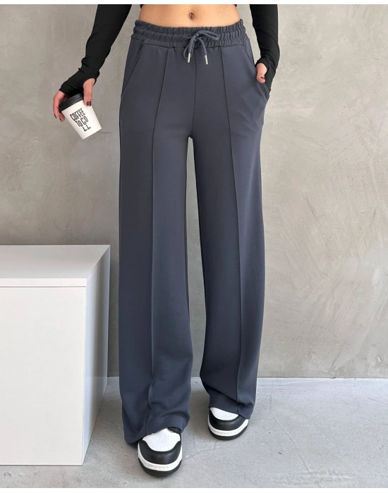 Füme Modal Kumaş Çımalı Palazzo Pantolon