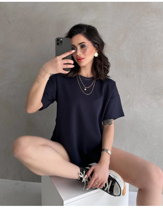 Füme Modal Oval Kesim Kısa Kollu Tişört