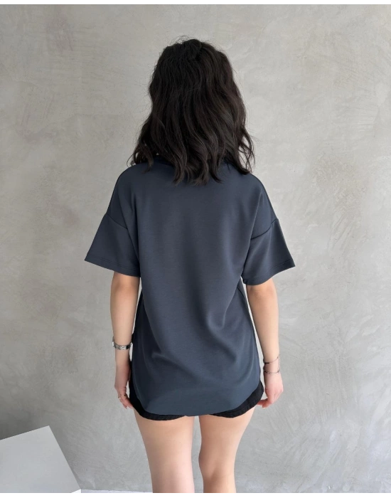 Füme Modal Oval Kesim Kısa Kollu Tişört