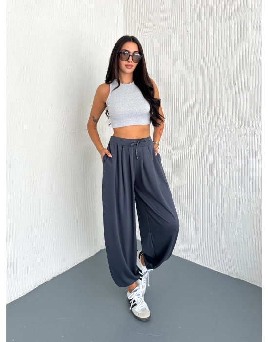 Füme Modal Pileli Şalvar