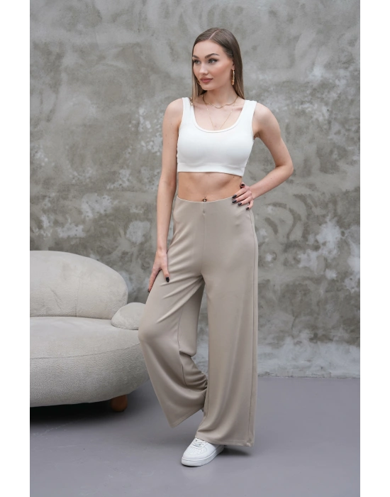 Bej Zara Bel Kadın Bol Paça Pantolon