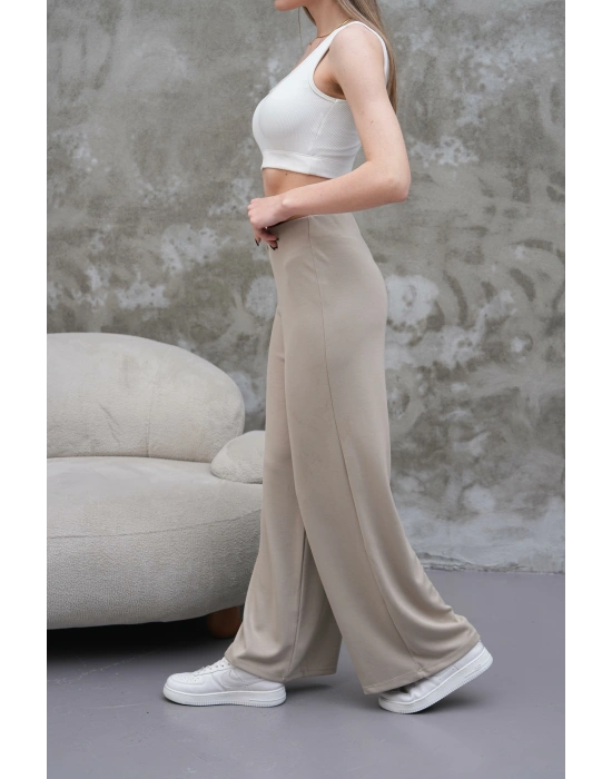 Bej Zara Bel Kadın Bol Paça Pantolon