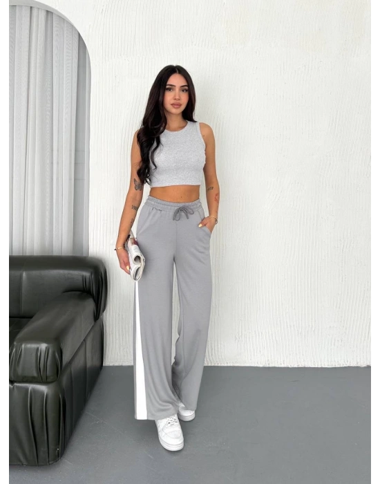 Gri Garni Detaylı Bayan Eşofman Altı