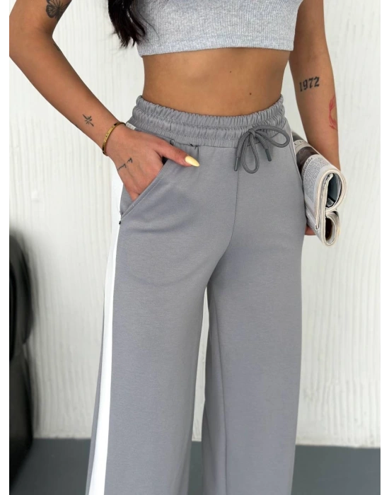 Gri Garni Detaylı Bayan Eşofman Altı