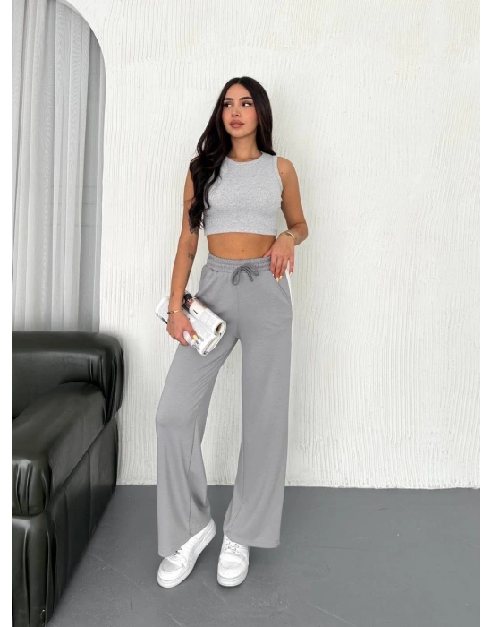 Gri Garni Detaylı Bayan Eşofman Altı