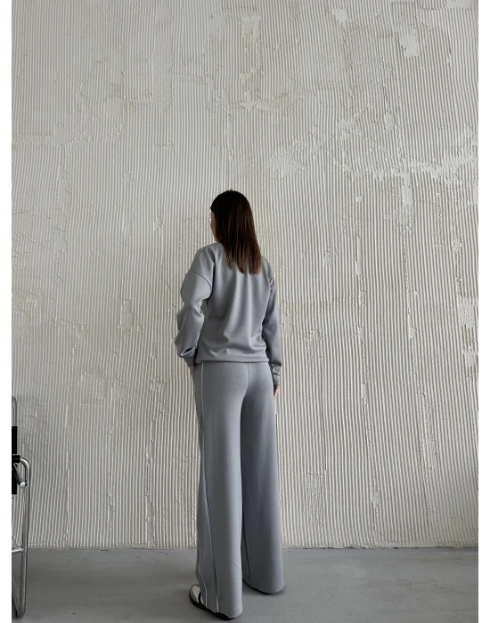 Gri Modal Ara Biyeli Yarım Fermuarlı Takım