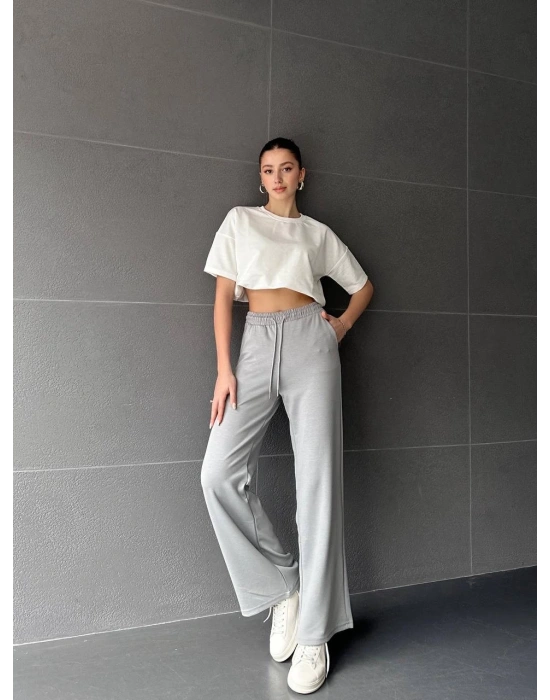 Gri Oys Modal Bol Paça Eşofman