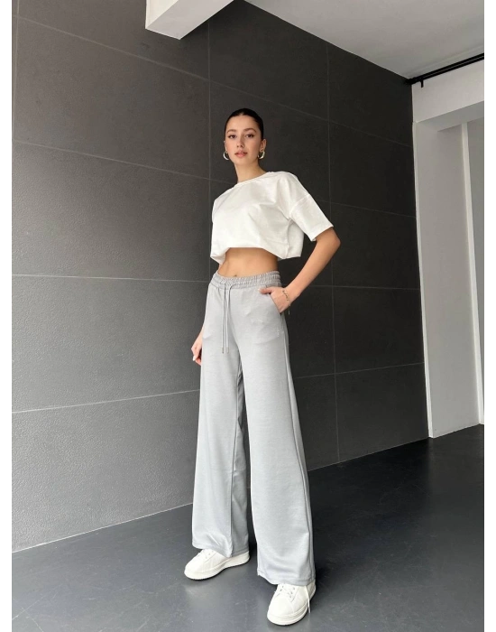 Gri Oys Modal Bol Paça Eşofman