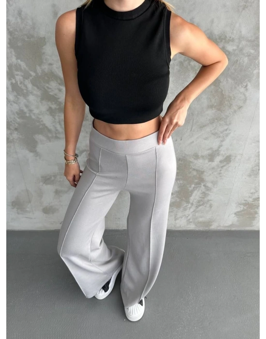 Gri Oys Model Çımalı Pantolon