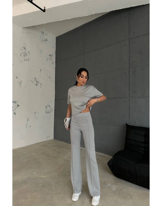 Gri Oys Model Çımalı Pantolon