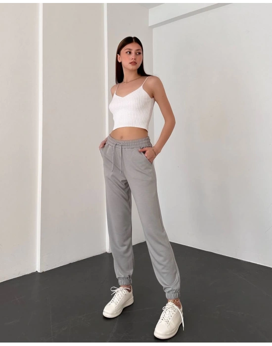 Gri Oys Model Lastikli Modal Kumaş Eşofman