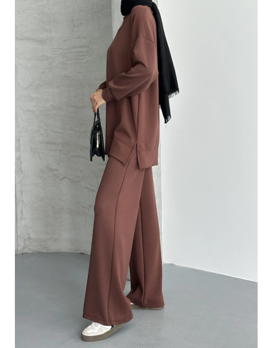 Kahve Çımalı Modal Tesettür Alt Üst Takım