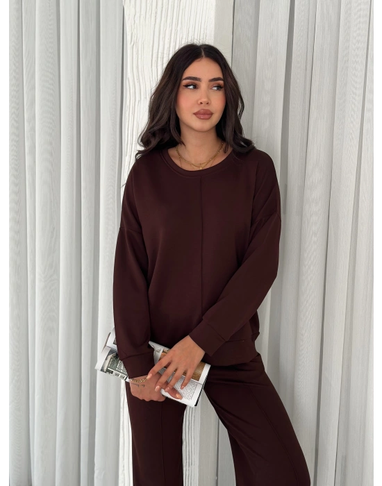 Kahve Modal Çıma Detaylı Alt Üst Bayan Takım