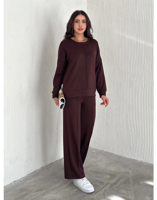 Kahve Modal Çıma Detaylı Alt Üst Bayan Takım