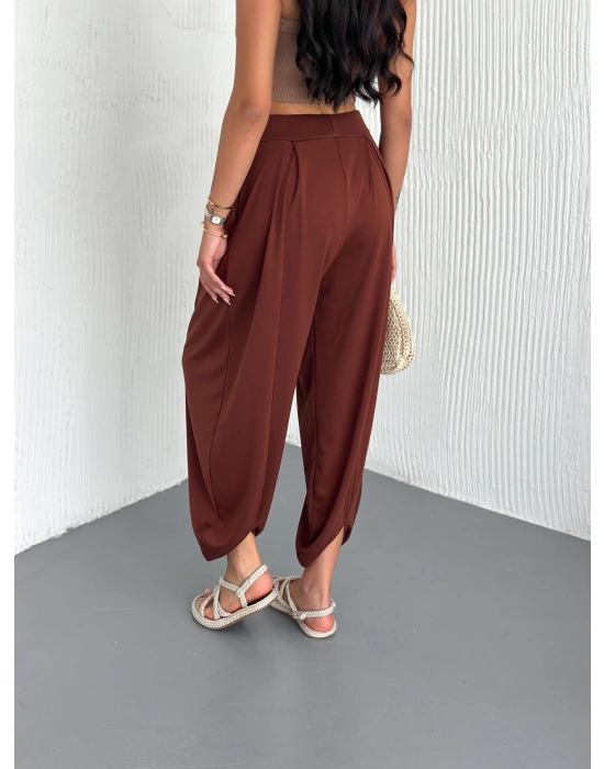 Kahve Modal Pileli Şalvar