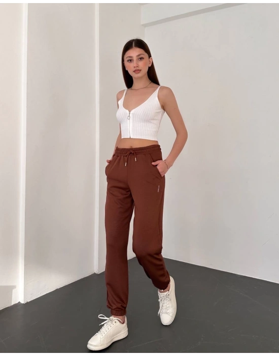 Kahve Oys Model Lastikli Modal Kumaş Eşofman