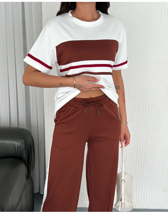 Kahve Parçalı Modal Kadın Alt Üst Takım