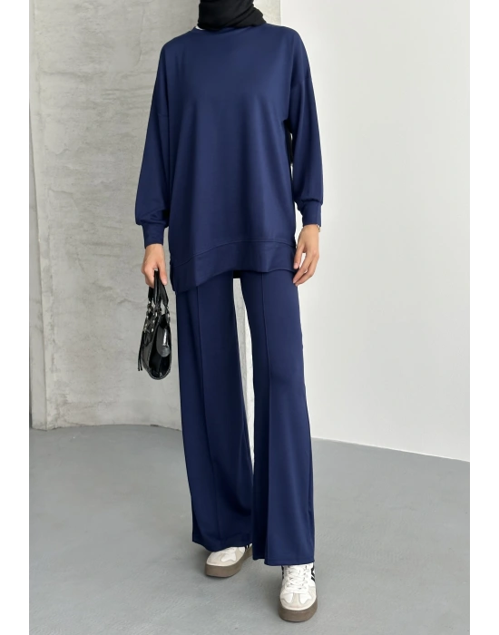 Lacivert Çımalı Modal Tesettür Alt Üst Takım