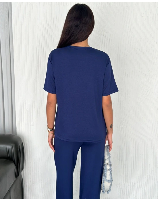 Lacivert Kadın Modal Bisiklet Yaka Alt Üst Takım