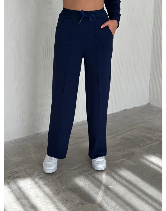 Lacivert Modal Çıma Detaylı Alt Üst Bayan Takım