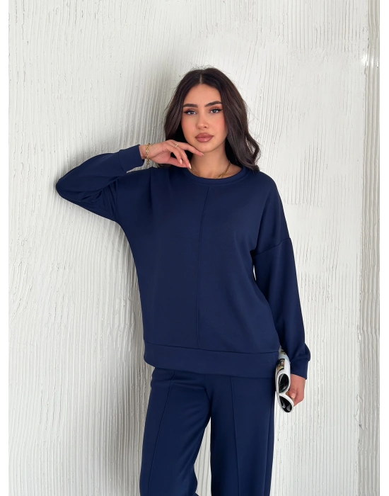 Lacivert Modal Çıma Detaylı Alt Üst Bayan Takım