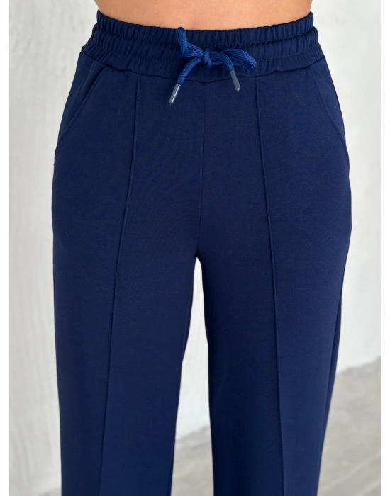 Lacivert Modal Çıma Detaylı Alt Üst Bayan Takım