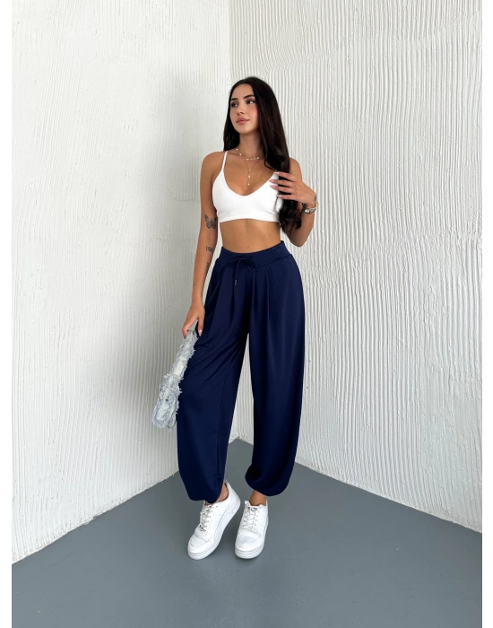 Lacivert Modal Pileli Şalvar