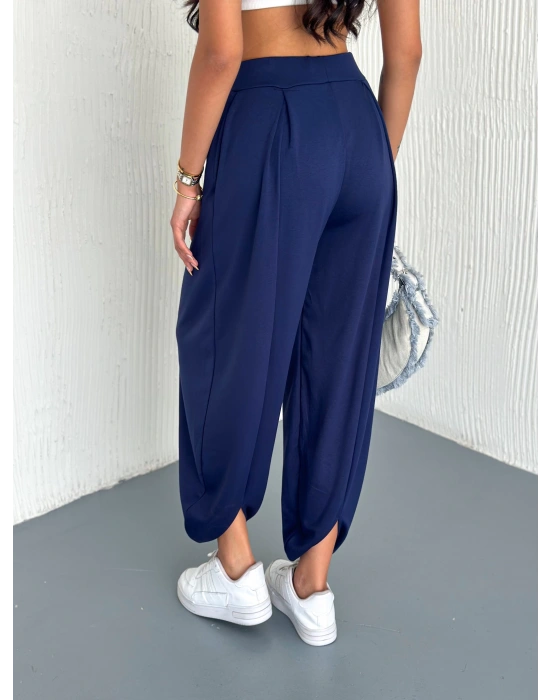 Lacivert Modal Pileli Şalvar