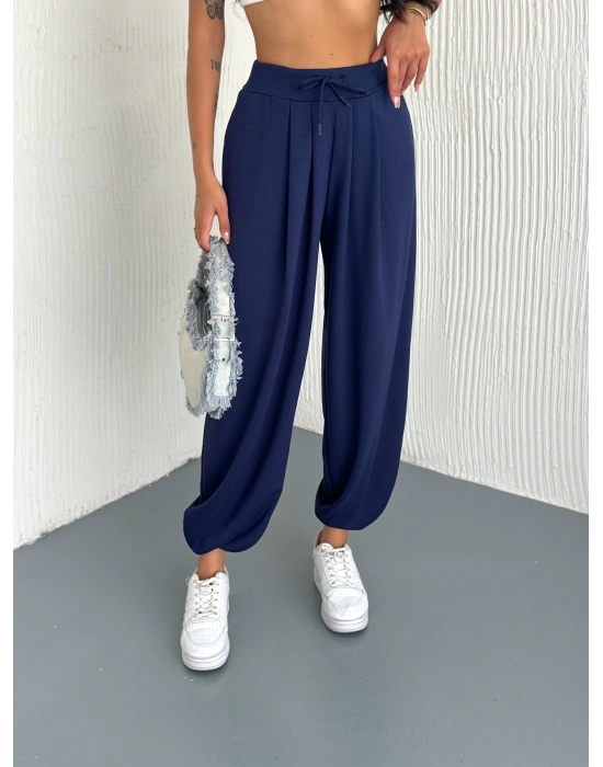 Lacivert Modal Pileli Şalvar