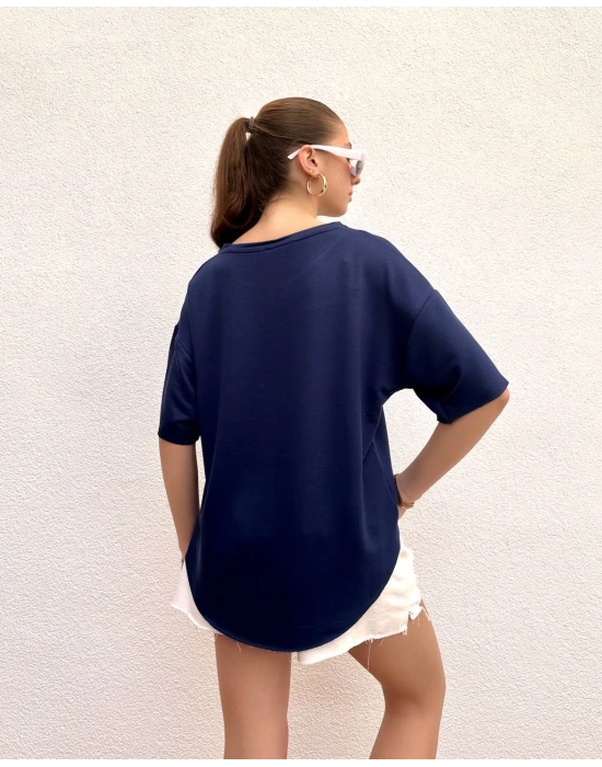 Lacivert Oys Modal Kumaş Tişört