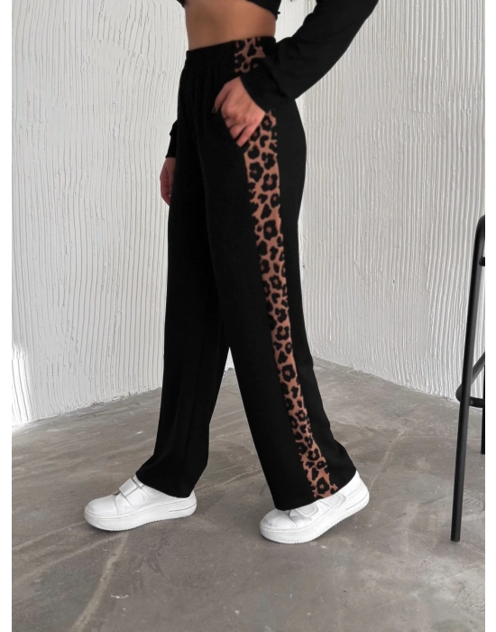 Leopar Desenli Fermuarlı Bayan Takım