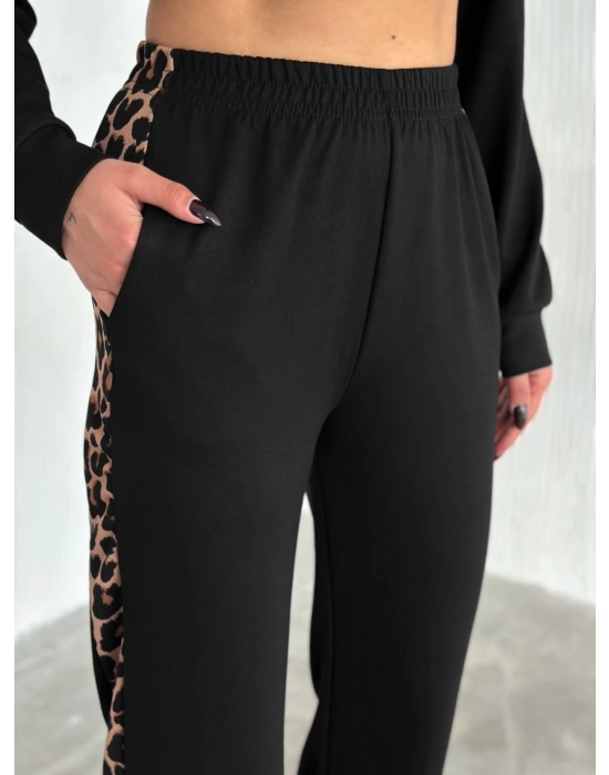 Leopar Desenli Fermuarlı Bayan Takım