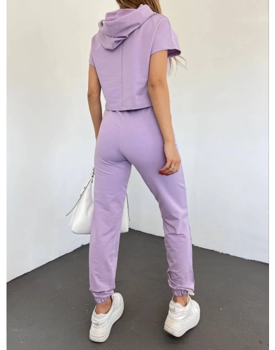 Lila Lastikli Paça Kompak Eşofman