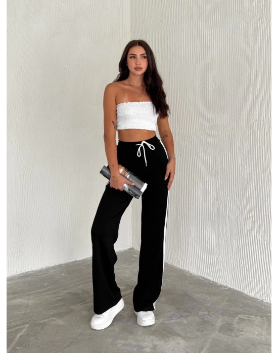 Modal Şeritli Bol Paça Kadın Eşofman