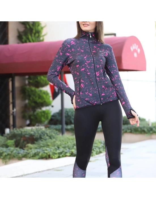 Pembe Çizgili Desen Dijital Baskılı Sporcu Takım