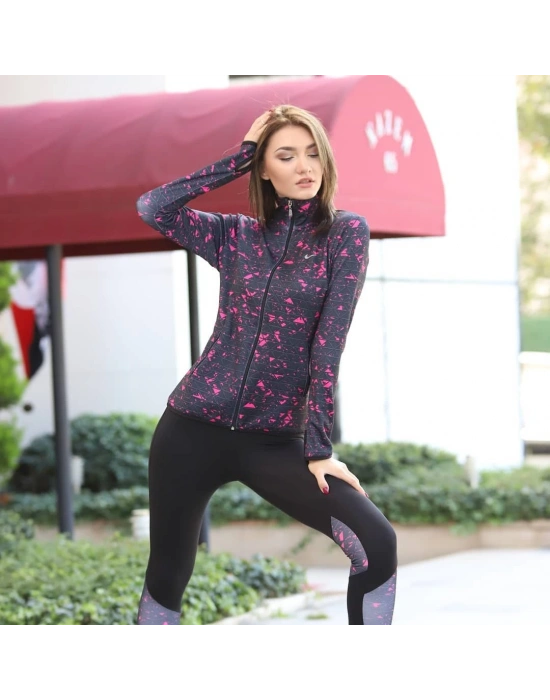 Pembe Çizgili Desen Dijital Baskılı Sporcu Takım